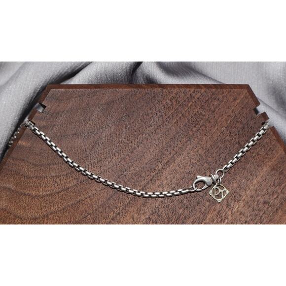David Yurman Sterling Silver & 14k Box Chain Necklace 14.5G / 18in / 2.6mm - Picture 2 of 7